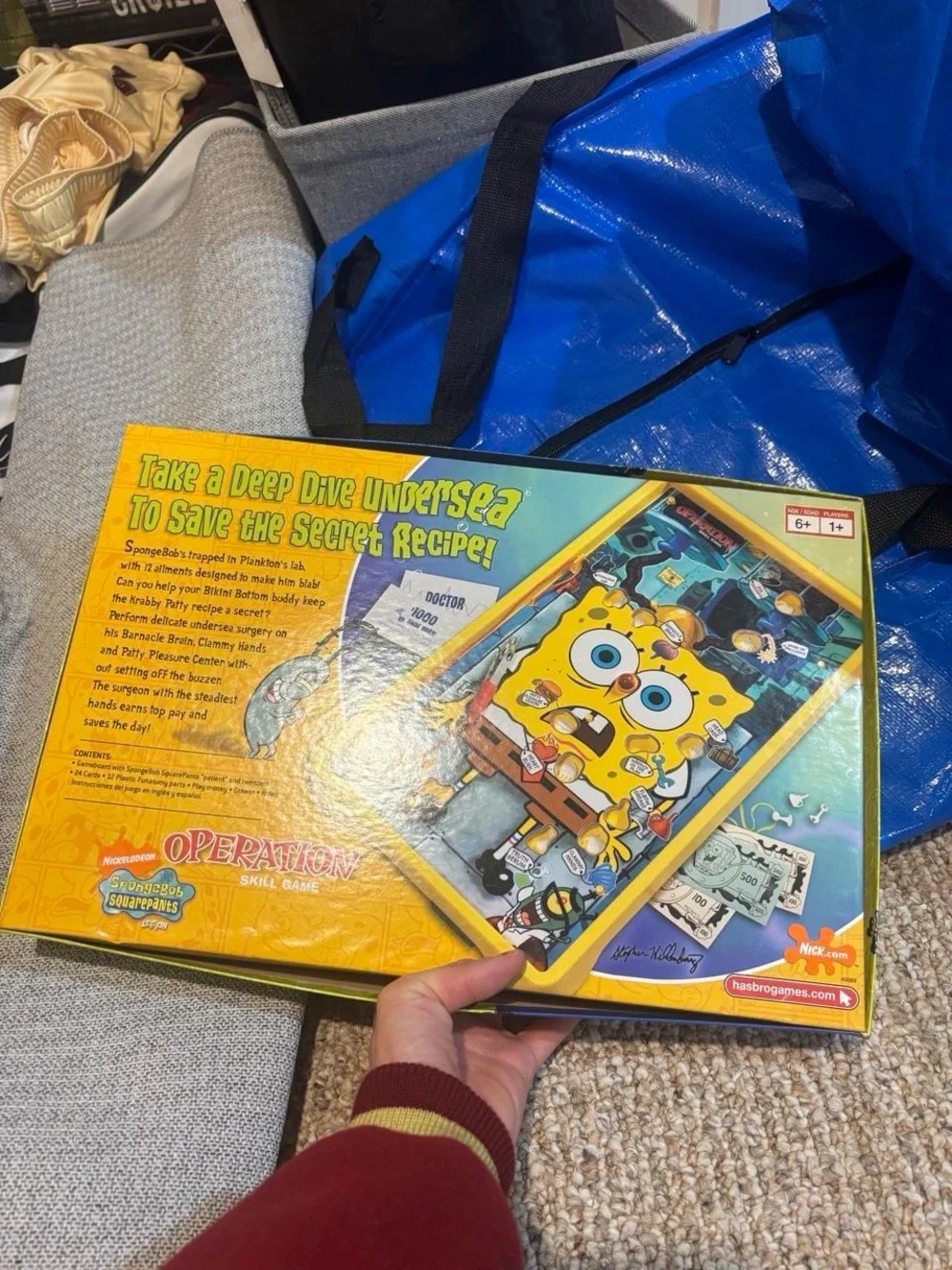 Hasbro SpongeBob Operation Skill Game - Blue and Yellow Box Art